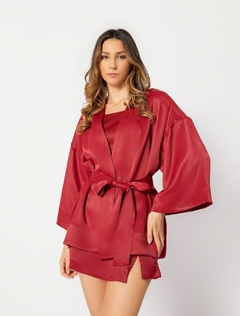 KIMONO ALFAIATARIA - PAOLA - VERMELHO ACETINADO - comprar online