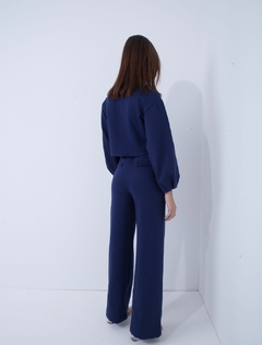 Calça moletom wide leg - Alice - azul marinho - loja online