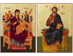 Conjunto de dois ícones - Jesus Cristo, o Misericordioso e Theotokos Pantanassa - comprar online