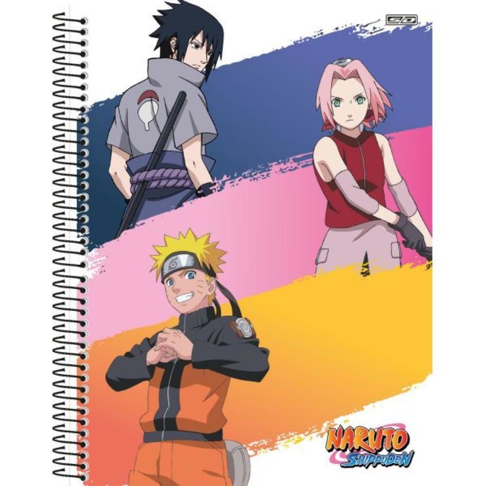 CADERNO BROCHURA PEQUENO 1/4 ANIME NARUTO SHIPPUDEN 80 FOLHAS