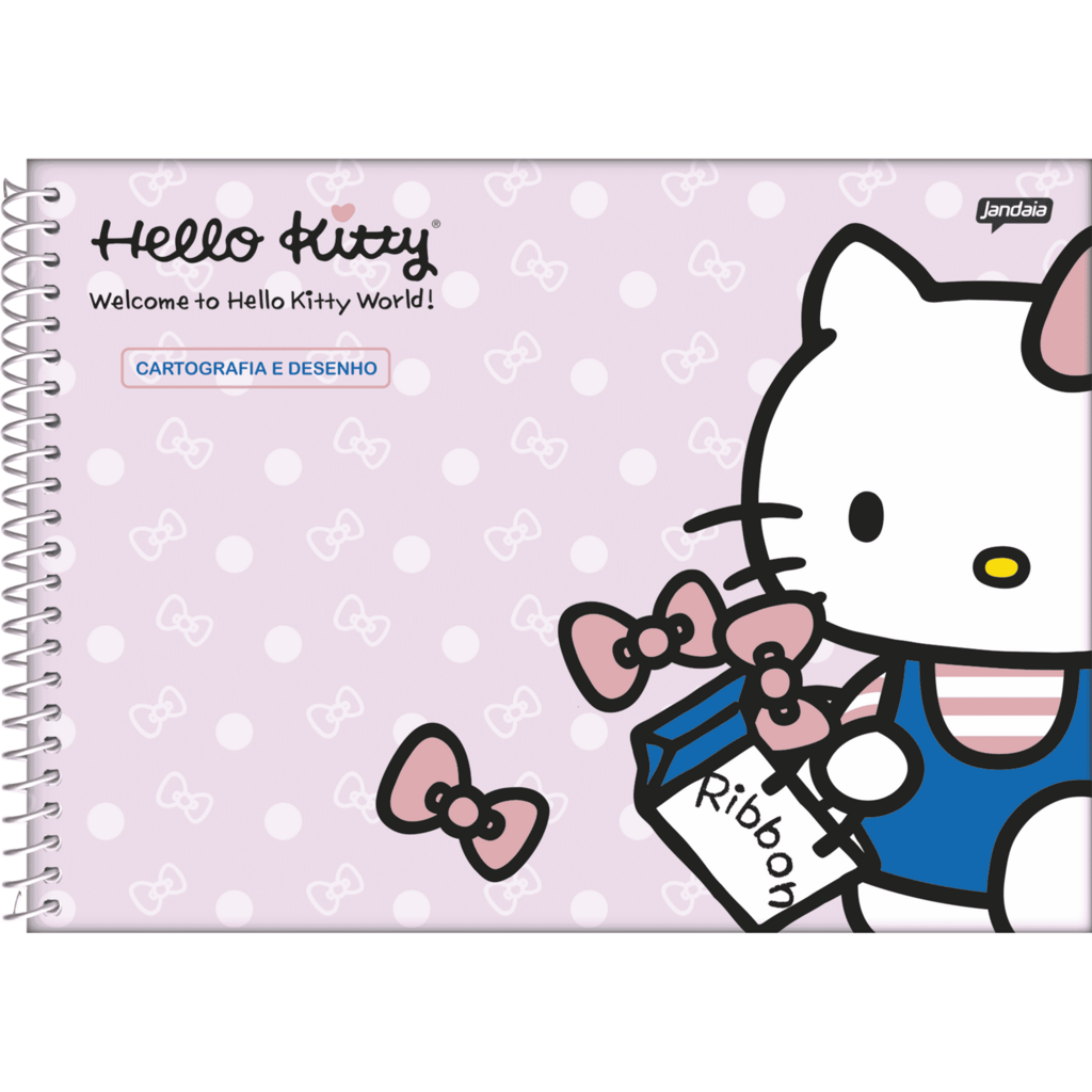 Caderno de desenho e cartografia capa dura 80 folhas Hello Kitty