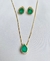 CONJUNTO GOTA PEDRA VERDE COM CRAVEJADO EM VOLTA - comprar online