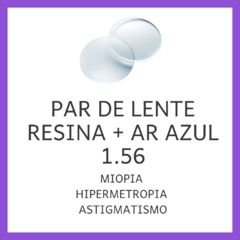 Lentes de resina 1.56 com antirreflexo azul, ideais para uso em telas de eletrônicos, além de atender miopia, hipermetropia e astigmatismo.