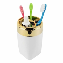 PORTA ESCOVA CREME DENTAL BRANCO DOURADO FUTURE - REF.2701BCD