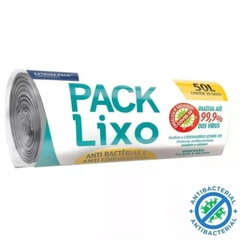 SACO LIXO ANTIBACTERICIDA 50L PACK LIXO ROLO CINZA 30UN