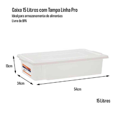 CAIXA PLASTICA ORGANIZADORA 15L BRANCA C/ TAMPA PARAMOUNT PRO - REF.522 - comprar online