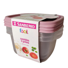 POTE PLASTICO QUADRADO 800ML SANREMO 3UN - REF.SR125/3C55