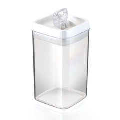 POTE HERMETICO 2,3L TRANSPARENTE TAMPA BRANCA QUADRADO INJEPLASTEC - REF.0287 - comprar online