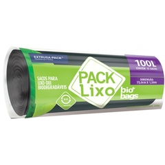 SACO LIXO BIODEGRADAVEL 100L PACK LIXO ROLO PRETO 15UN