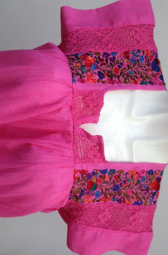 Blusa Bordada A Mano 100% Algodón T-ut Rosa/multicolor - tienda en línea