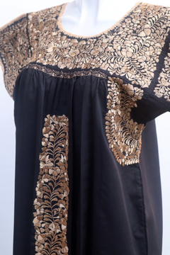 Vestido Bordado A Mano Ut San Antonino Negro Con Dorado - tienda en línea