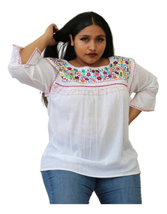 Blusa Mexicana Bordada A Mano Negra/multi Mod. Diana