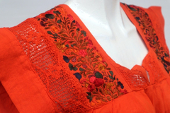 Blusa Bordada A Mano 100% T-ut Algodón Naranja / Multicolor - comprar en línea