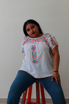Blusa Bordada A Mano Multicolor Mod. Ita - tienda en línea
