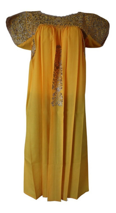 Vestido Bordado A Mano San Antonino Amarillo-dorado Ut