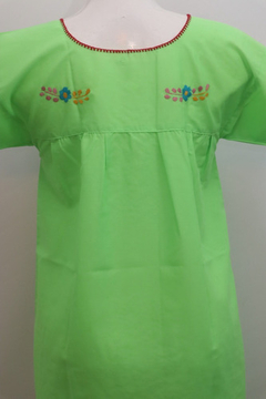 Minivestido Mexicano Bordado A Mano Limón/multi Talla Chica - comprar en línea