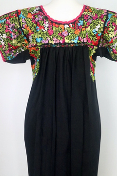 Vestido Bordado A Mano San Antonino Negro-multicolor UT - tienda en línea