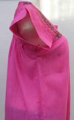 Blusa Bordada A Mano 100% Algodón T-ut Rosa/multicolor en internet