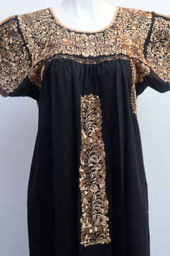 Vestido Bordado A Mano Ut San Antonino Negro Con Dorado - comprar en línea