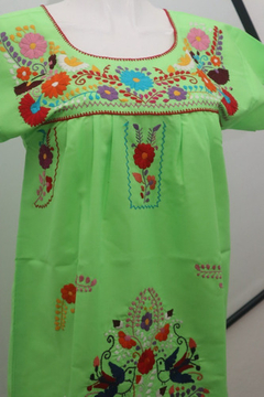 Imagen de Minivestido Mexicano Bordado A Mano Limón/multi Talla Chica