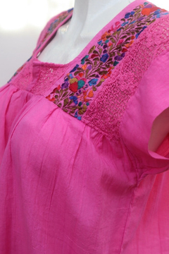 Blusa Bordada A Mano 100% Algodón T-ut Rosa/multicolor - comprar en línea