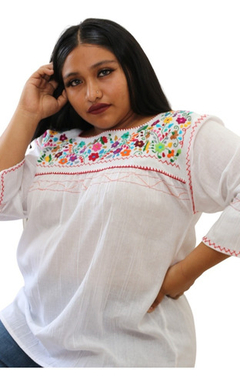 Blusa Mexicana Bordada A Mano Negra/multi Mod. Diana - Lari Moda