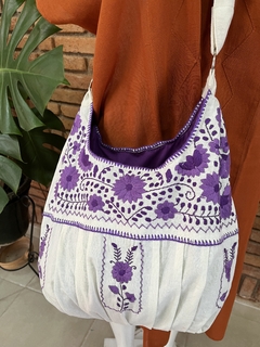 Bolsa Bordada a Mano, Renacer Mexicano Mod. Hipper Manta