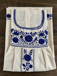 Vestido Mexicano Manta Bordado A Mano Talla M - Lari Moda