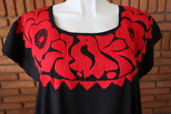 Vestido/huipil Bordado A Mano Mod Binni Negro con rojo Multicolor UT - comprar en línea