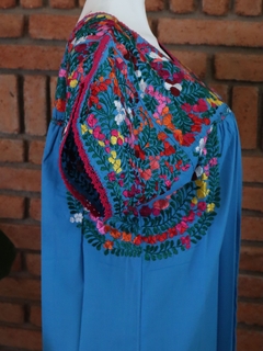 Vestido Bordado A Mano San Antonino turquesa multicolor UT - tienda en línea