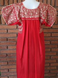 Vestido Bordado A Mano San Antonino rojo con azul rey UT - (copia)