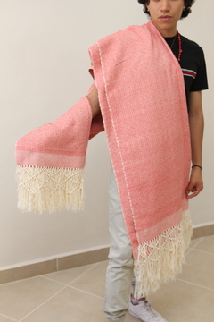 Poncho Ruana Rombo Beige Con Brocado Rey Hecho En Telar - Lari Moda