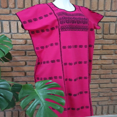 Vestido/huipil Hecho A Mano Mod Amuzgo 3 Tiras vino multicolor Unitalla - (copia) on internet