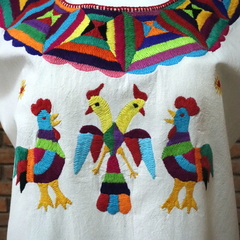 Image of Blusa Artesanal Mod Huazolo. Beige Bordado Multicolor