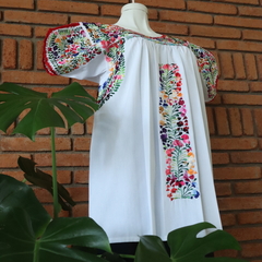 Blusa bordada a mano Mod San Antonino blanco multicolor UT - Lari Moda
