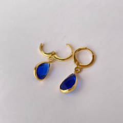 Brinco Argola Gota Azul Ouro 18k - AZU