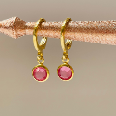 Brinco Argola Crystal Pink Ouro 18k / Prata 925 - comprar online