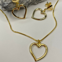 Imagem do Conjunto Colar e Brinco Love Banho Ouro 18k