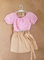 CONJUNTO Playground Blusa Xadres Rosa e Salopete Bege - Tamanho 01 na internet