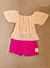 CONJUNTO Menina Playground Blusa Bufante em Xadrez Shorts Saia em Bengaline