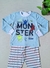 PIJAMA Menino Minifan - Monster -Azul listrado fino - comprar online