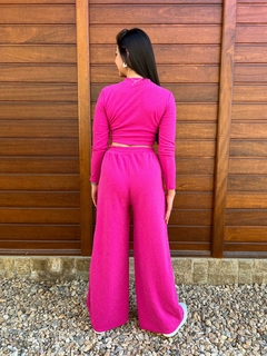 Calça pantalona em lurex pink - comprar online