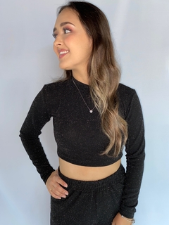 Blusa cropped brilho 