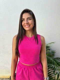 Regata cropped em lurex pink