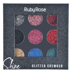 Paleta de sombras Shine Glitter Black Ruby Rose