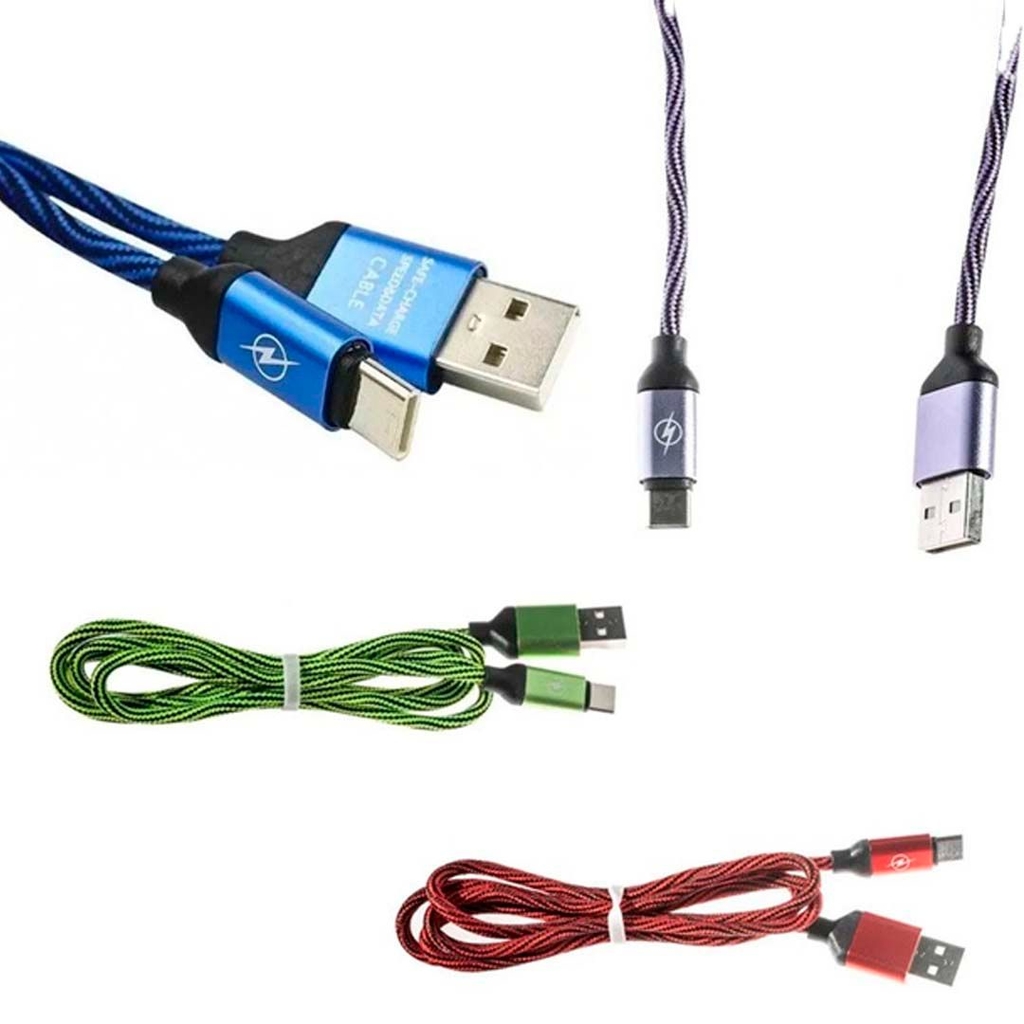 Cable USB Tipo C De Tela Carga Rápida De Colores Rayo