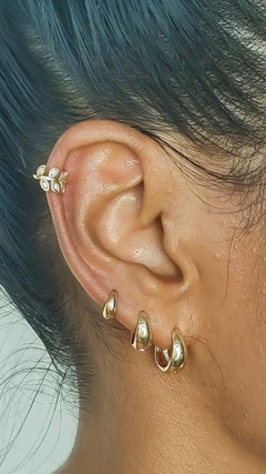 Piercing fake orelha folha zirconia banhado a ouro 18k prata 925