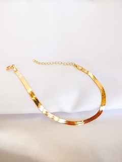 Conjunto Colar choker e pulseira fita laminado folheado a ouro 18k - Apoena Jóias Atemporais