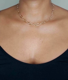 Colar choker elo banhado a ouro 18k prata 925