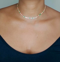 Colar choker riviera 2mm banhada a ouro 18k prata 925